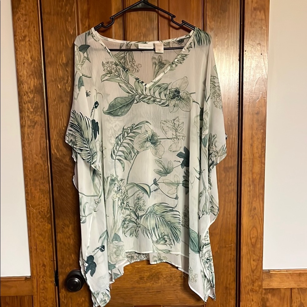 New York & Company Green Dolman Sleeve Tunic